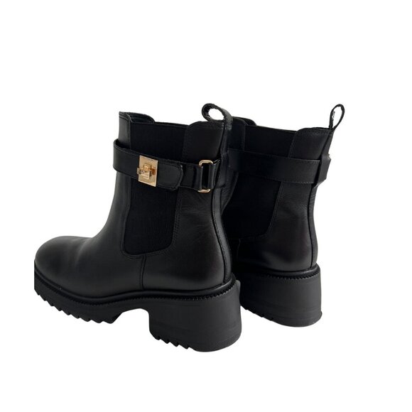 Steve Madden Black Leather Gates Ankle Boots Size 10 - Picture 3 of 8